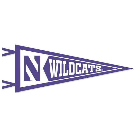 Northwestern University Wildcats Wool Felt Pennant with Stylized N & Wildcats (4"X9")
