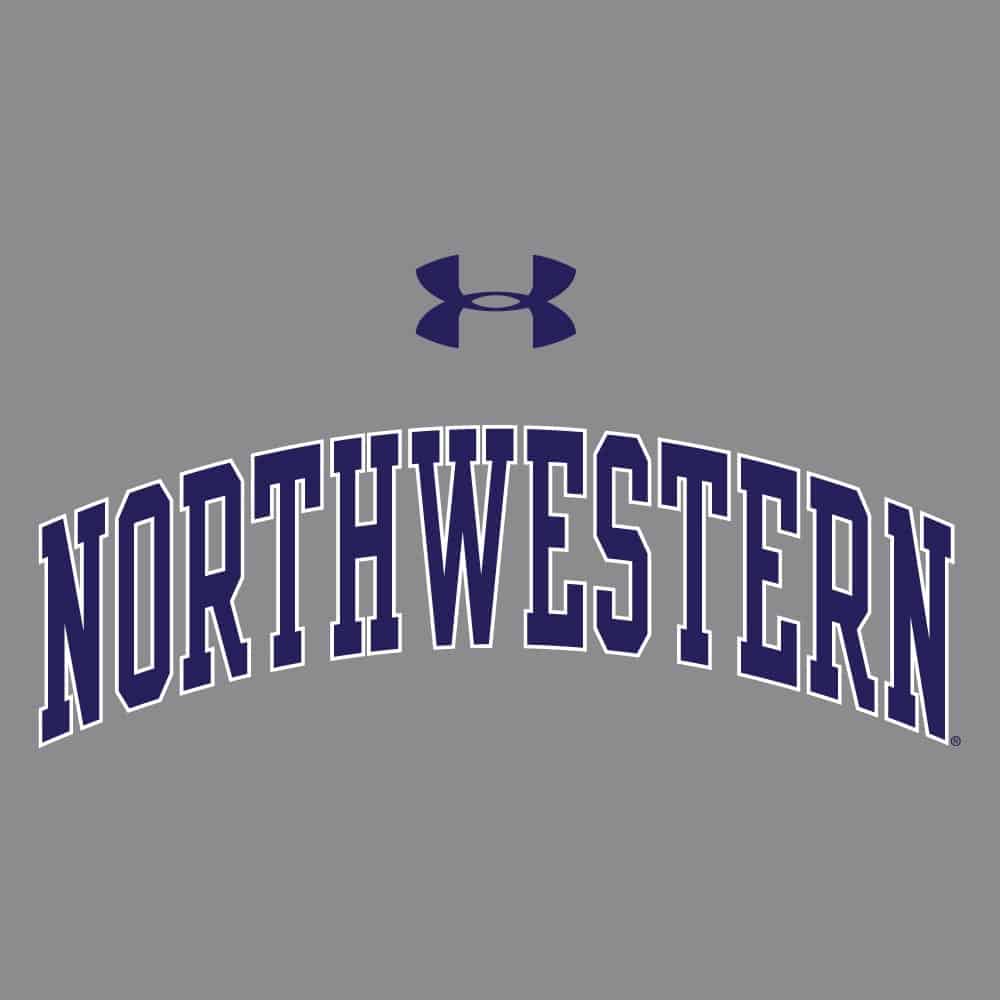 Northwestern University Wildcats Men’s Under Armour Free Style Half Sleeve Purple &amp; Grey Baseball Tee