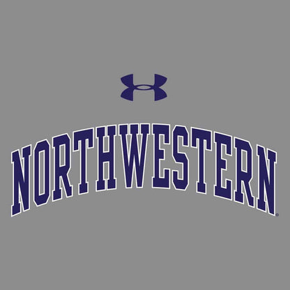 Northwestern University Wildcats Men’s Under Armour Free Style Half Sleeve Purple &amp; Grey Baseball Tee