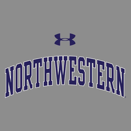 Northwestern University Wildcats Men’s Under Armour Free Style Half Sleeve Purple &amp; Grey Baseball Tee