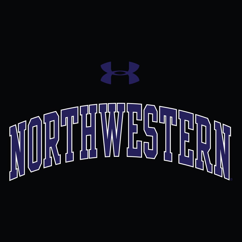 Northwestern University Wildcats Men’s Under Threadborne Ridge Black Hooded Sweatshirt with Arch Northwestern Design
