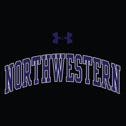 Northwestern University Wildcats Men’s Under Threadborne Ridge Black Hooded Sweatshirt with Arch Northwestern Design
