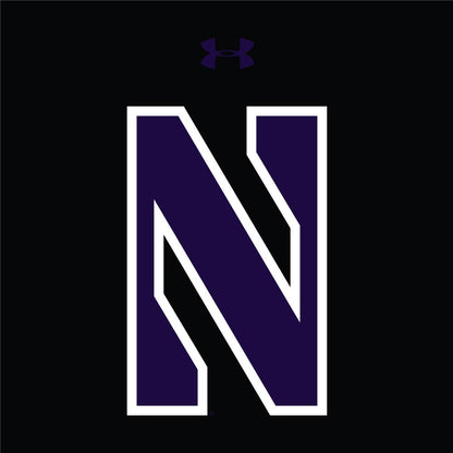 Northwestern University Wildcats Youth Under Armour Tactical Tech™ Black Long Sleeve T-Shirt with Stylized Northwestern N Design
