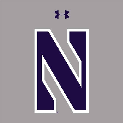 Northwestern University Wildcats Men’s Under Armour Tactical Tech™ Light Grey Short Sleeve T-Shirt with Stylized Northwestern N Design