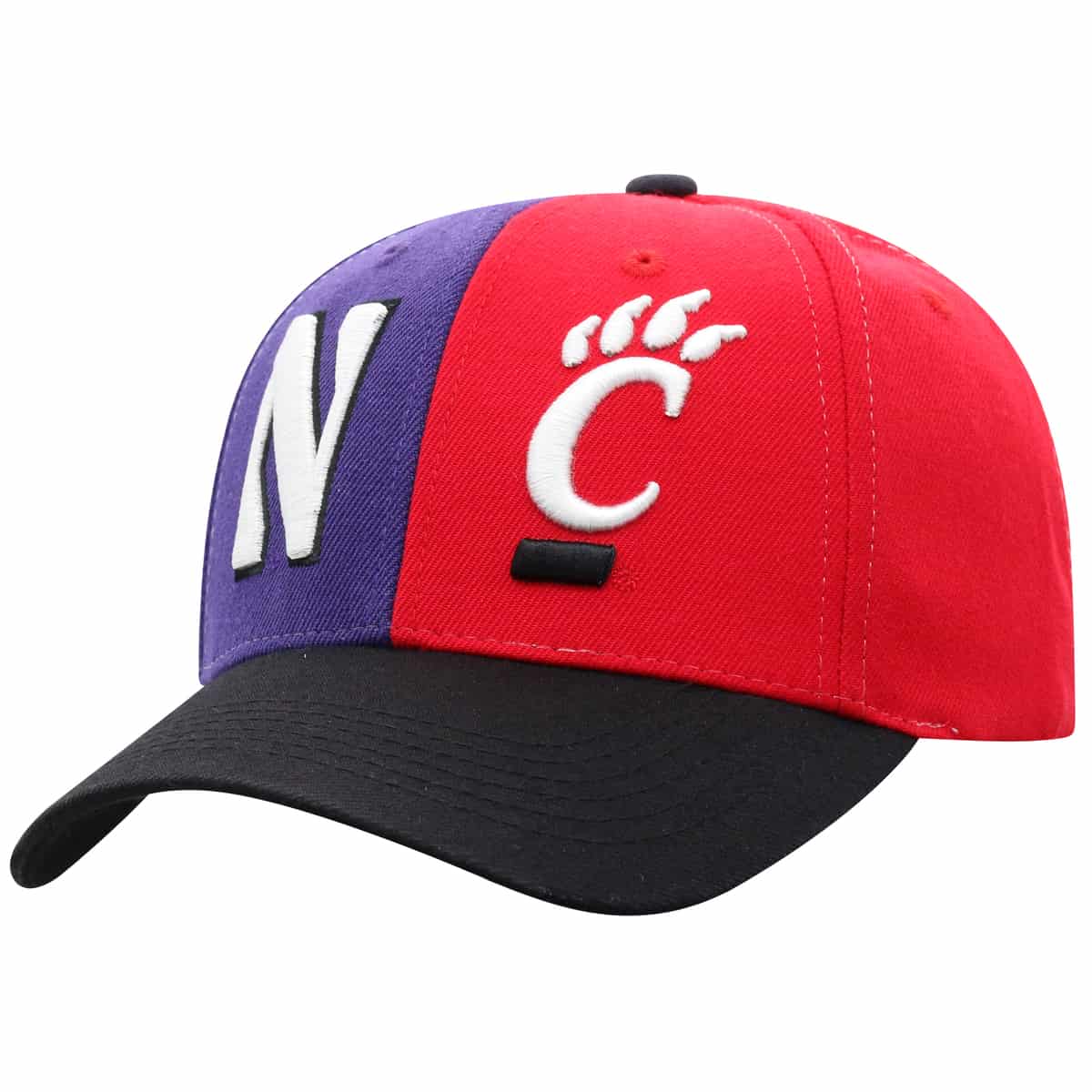 Northwestern University Wildcats House Divided Hat with Cincinnati Bearcats-Left View