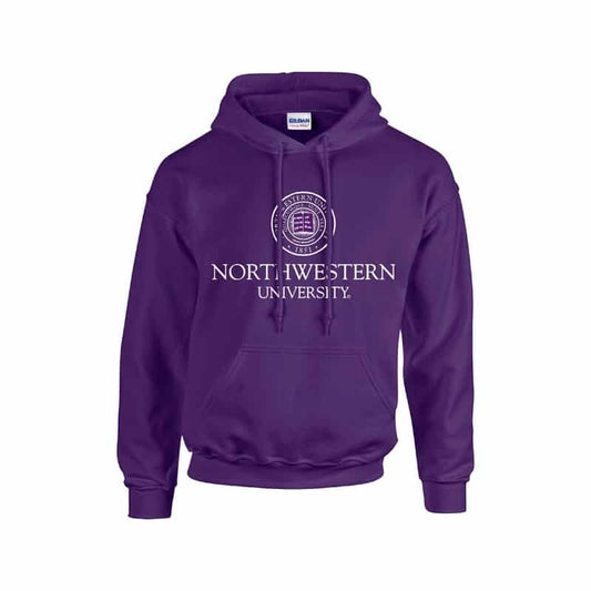 Northwestern University Wildcats Men's Purple Hooded Sweatshirt with Northwestern University Seal Design
