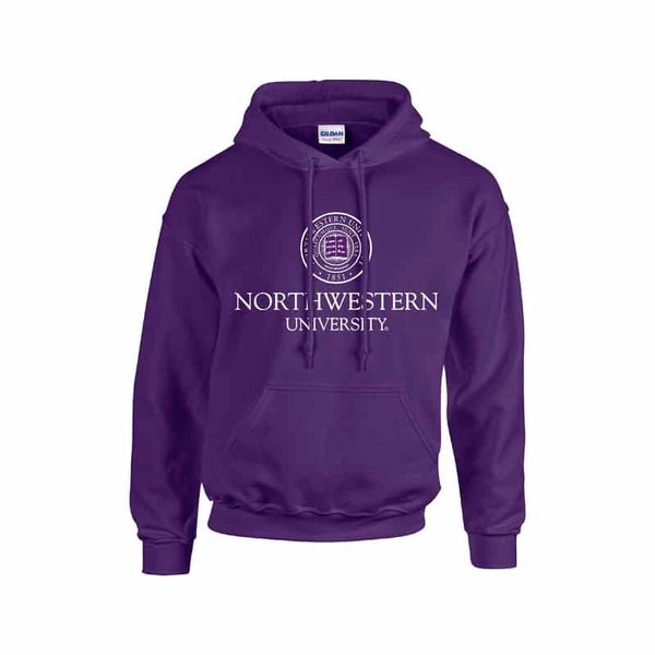 Northwestern University Wildcats Men's Purple Hooded Sweatshirt with Northwestern University Seal Design