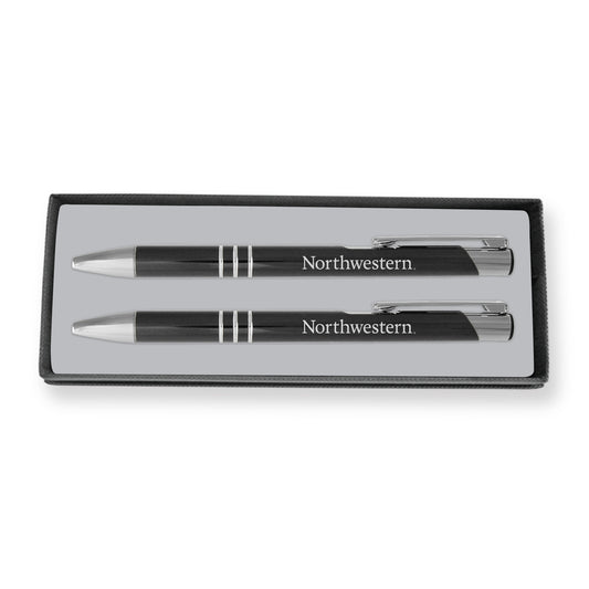 Northwestern University Wildcats Laser Engraved Black Aura Pen & Mechanical Pencil Set