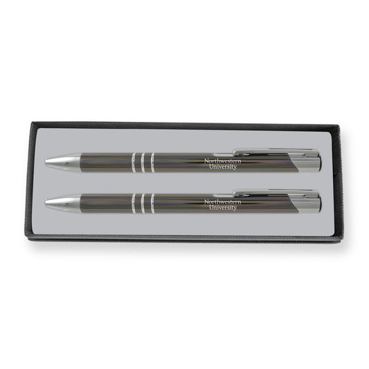 Northwestern University Wildcats Laser Engraved Gunmetal Aura Pen & Mechanical Pencil Set
