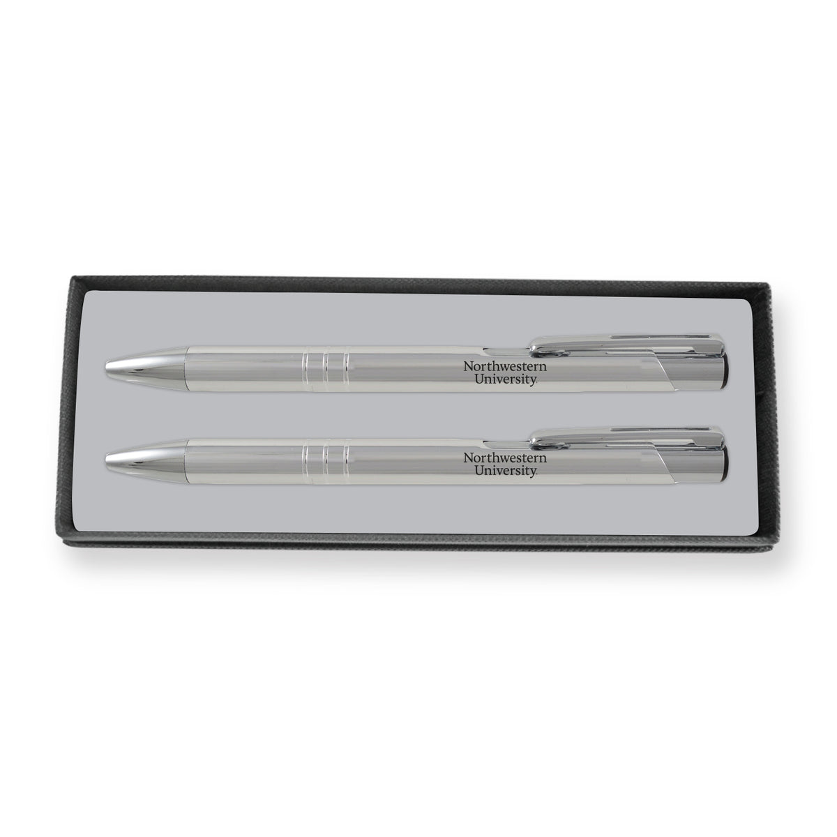 Northwestern University Wildcats Laser Engraved Silver Aura Pen & Mechanical Pencil Set