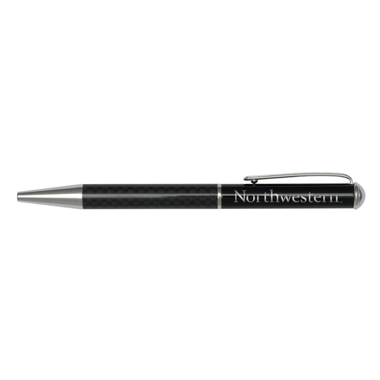 Northwestern University Wildcats Laser Engraved Black Slim Carbon Fiber Ballpoint Pen
