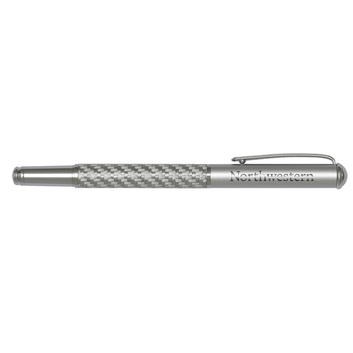 Northwestern University Wildcats Laser Engraved Silver Slim Carbon Fiber Rollerball Pen