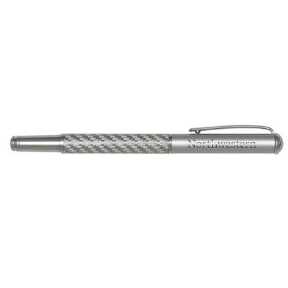 Northwestern University Wildcats Laser Engraved Silver Slim Carbon Fiber Rollerball Pen