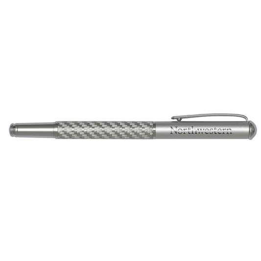 Northwestern University Wildcats Laser Engraved Silver Slim Carbon Fiber Rollerball Pen