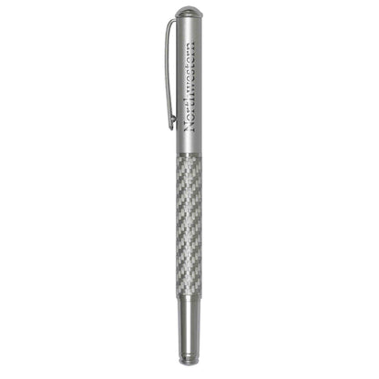 Northwestern University Wildcats Laser Engraved Silver Slim Carbon Fiber Rollerball Pen