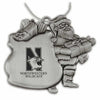 Northwestern University Wildcats Pewter Santa Ornament with Mascot Northwestern University Design
