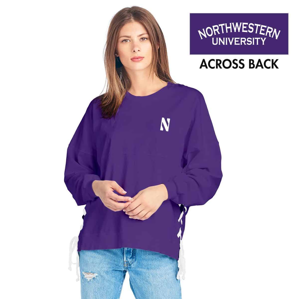 Northwestern Wildcats Purple Side Laced Spirit Jersey with Stylized N Design