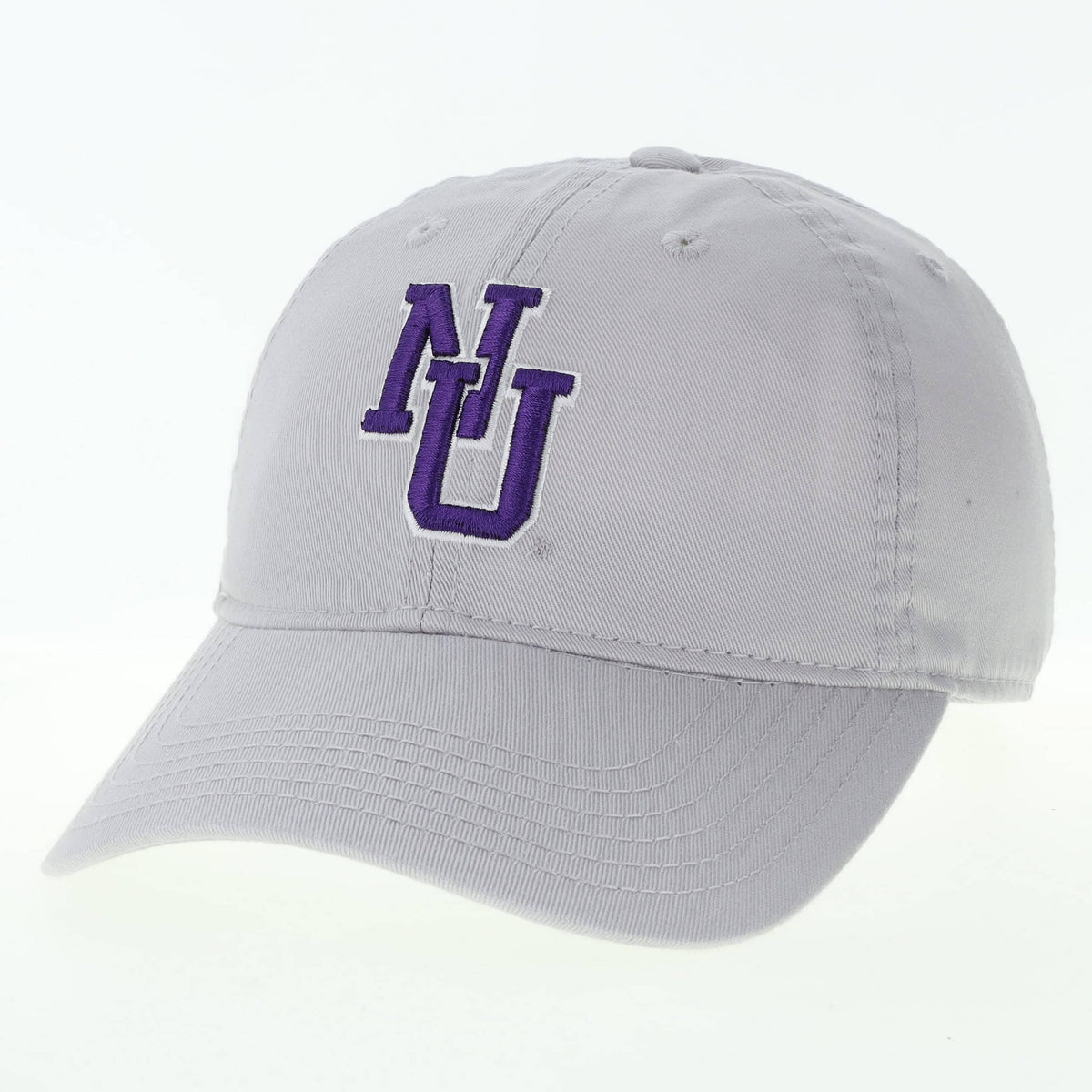 Northwestern University Wildcats Legacy Unconstructed Adjustable Silver Grey Twill Hat with Vintage Interlock NU Design