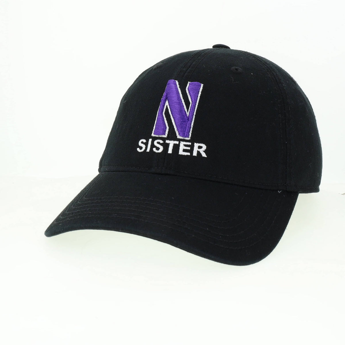 Northwestern University Wildcats Unconstructed Black Cotton Twill Hat with N & Sister Design