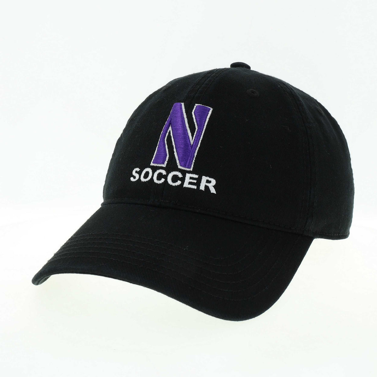 Northwestern University Wildcats Unconstructed Black Cotton Twill Hat with N & Soccer Design