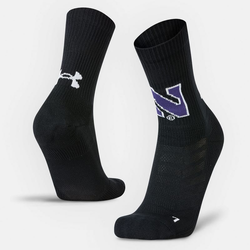 Northwestern University Wildcats Adult Under Armour Black Unrivaled Crew Sock