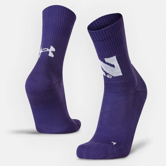 Northwestern University Wildcats Adult Under Armour Purple Unrivaled Crew Sock