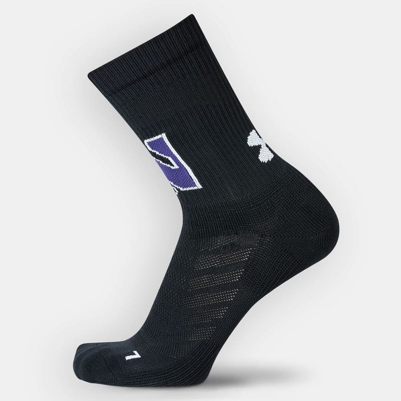 Northwestern University Wildcats Adult Under Armour Black Unrivaled Crew Sock-3