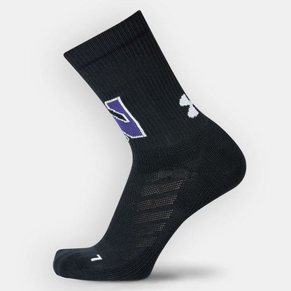 Northwestern University Wildcats Adult Under Armour Black Unrivaled Crew Sock-3