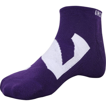 Northwestern University Wildcats Under Armour Purple No Show Sock With Oversized Stylized N Design