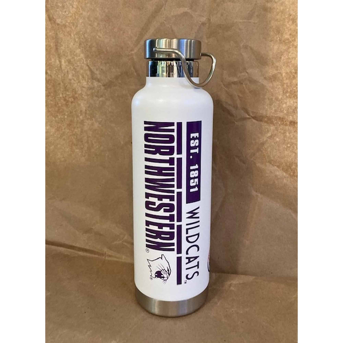 Northwestern University Wildcats 25 oz. h2go Journey Stainless Steel Insulated White Water Bottle