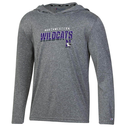 Northwestern University Wildcats Youth Slate Novelty Heathered Champion Impact Long Sleeve Hooded Tee