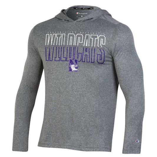 Northwestern University Wildcats Men's Slate Novelty Heathered Grey Impact Hooded Long Sleeve Tee