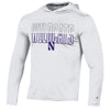 Northwestern University Wildcats Men's White Impact Hooded Long Sleeve Tee