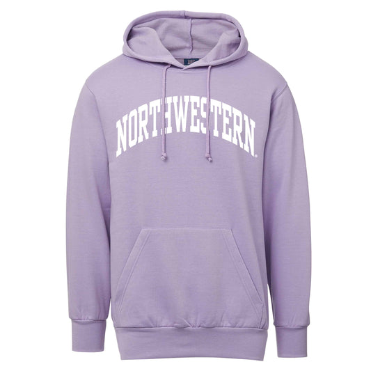 Northwestern University Wildcats Men's MV Fundamental Fleece Stardust (Lilac-Lavender) Hooded Sweatshirt with One Color Arch Design