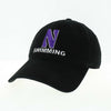 Northwestern University Wildcats Unconstructed Black Cotton Twill Hat with N & Swimming Design