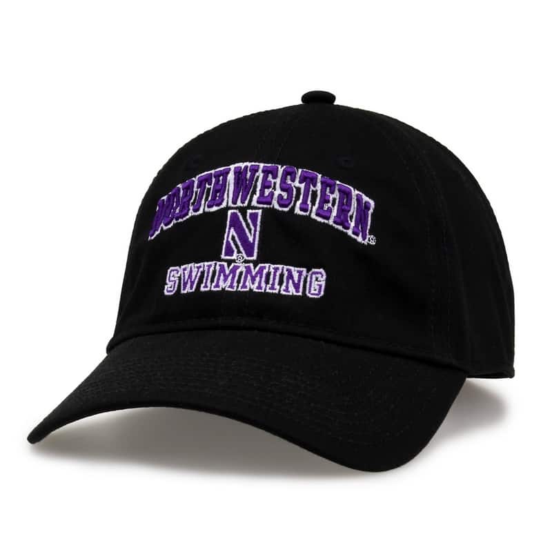 Northwestern University Wildcats Unconstructed Black Cotton Twill Hat with Swimming Design