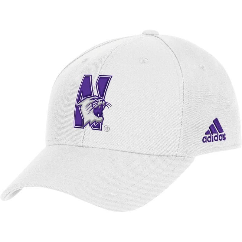 Northwestern University Wildcats White Constructed Flexfit Hat with N-Cat Design