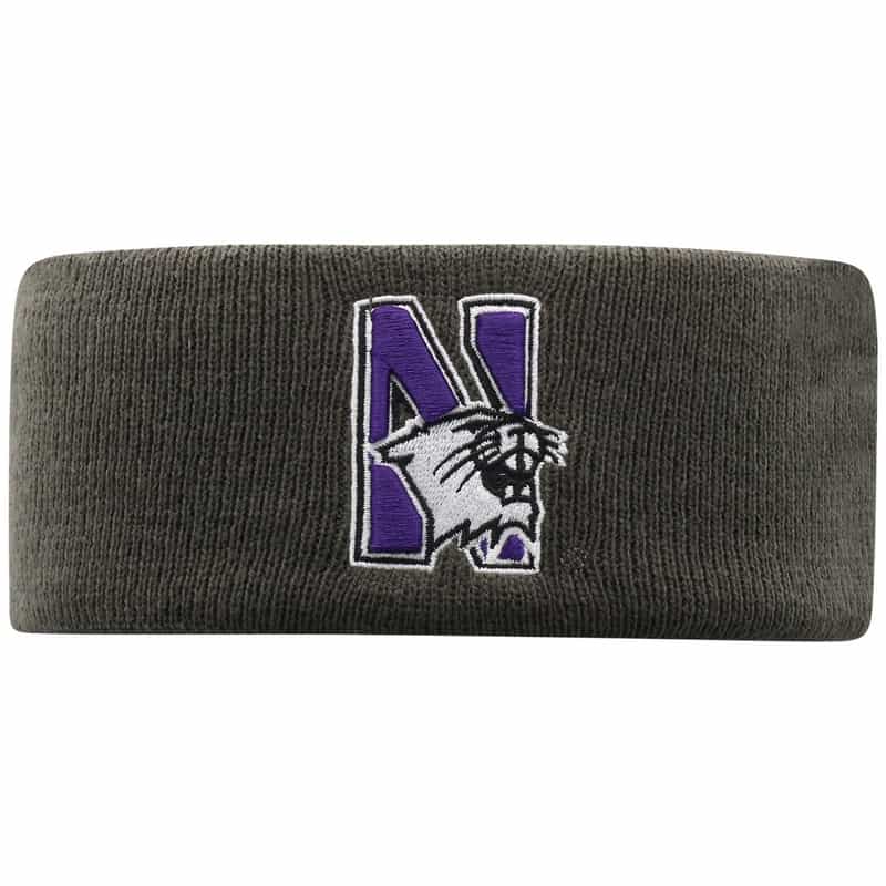 Northwestern University Wildcats Charcoal Knit Headband with N-Cat Design
