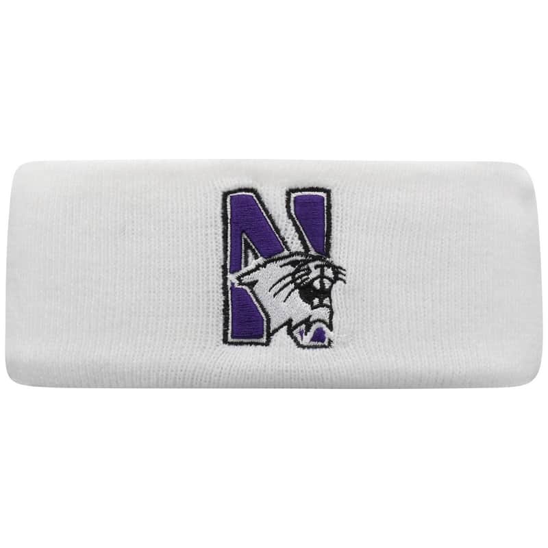 Northwestern University Wildcats White Knit Headband with N-Cat Design