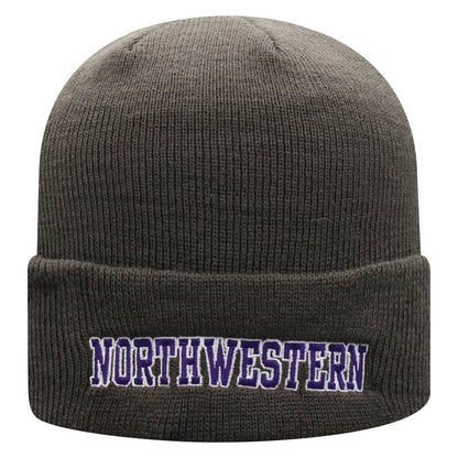 Northwestern University Wildcats Adult Charcoal Cuffed Knit Hat With Embroidered N-Cat Design