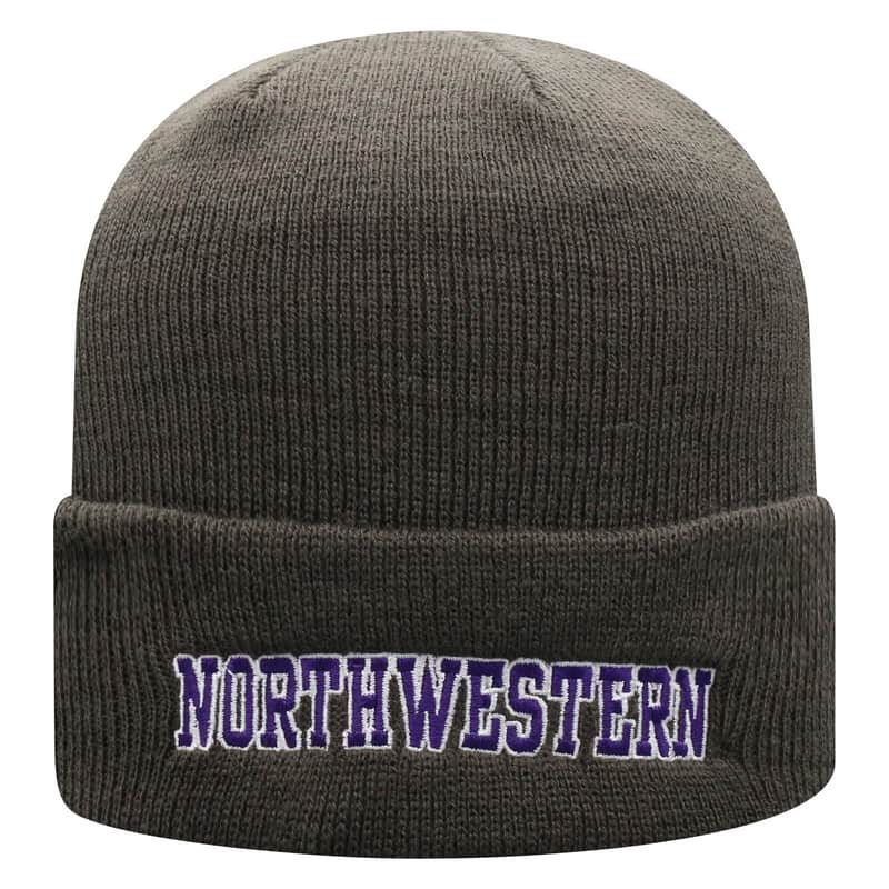 Northwestern University Wildcats Adult Charcoal Cuffed Knit Hat With Embroidered Stylized N Design