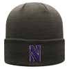 Northwestern University Wildcats Adult Charcoal Cuffed Knit Hat With Embroidered Stylized N Design