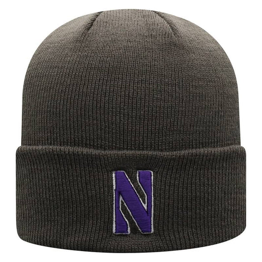 Northwestern University Wildcats Adult Charcoal Cuffed Knit Hat With Embroidered Stylized N Design