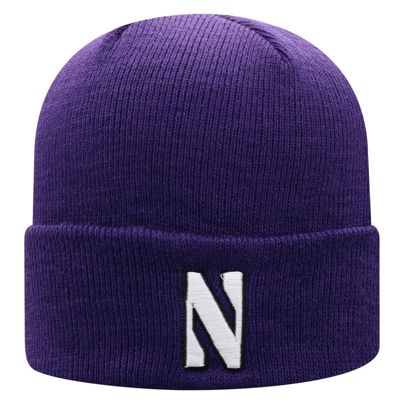 Northwestern University Wildcats Adult Purple Cuffed Knit Hat With Embroidered Stylized N Design