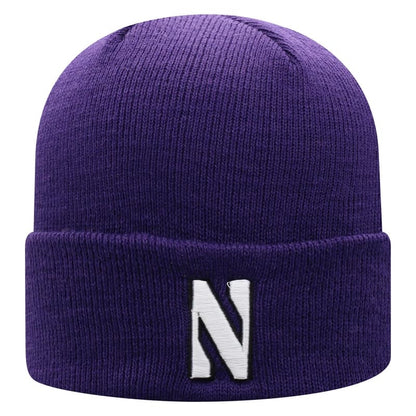 Northwestern University Wildcats Adult Purple Cuffed Knit Hat With Embroidered Stylized N Design