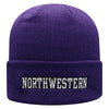 Northwestern University Wildcats Adult Purple Cuffed Knit Hat With Embroidered Northwestern Design On Front and N On the Back