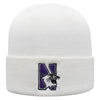 Northwestern University Wildcats Adult White Cuffed Knit Hat With Embroidered N-Cat Design