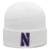 Northwestern University Wildcats Adult White Cuffed Knit Hat With Embroidered Stylized N Design