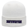 Northwestern University Wildcats Adult White Cuffed Knit Hat With Embroidered Northwestern Design On Front and N-Cat On the Back
