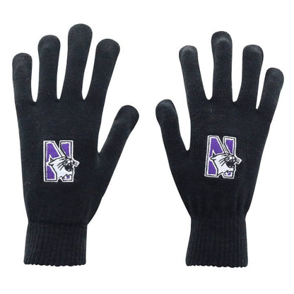 Northwestern University Wildcats Black Knit Gloves With N-Cat Design